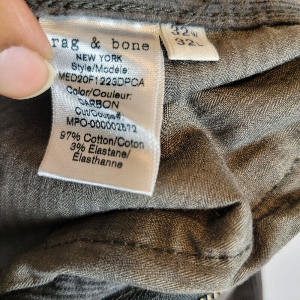 Rag & Bone Mens Corduroy Mid Rise Straight Leg Chino Pants Size 32 Gray Preppy - Picture 3 of 11